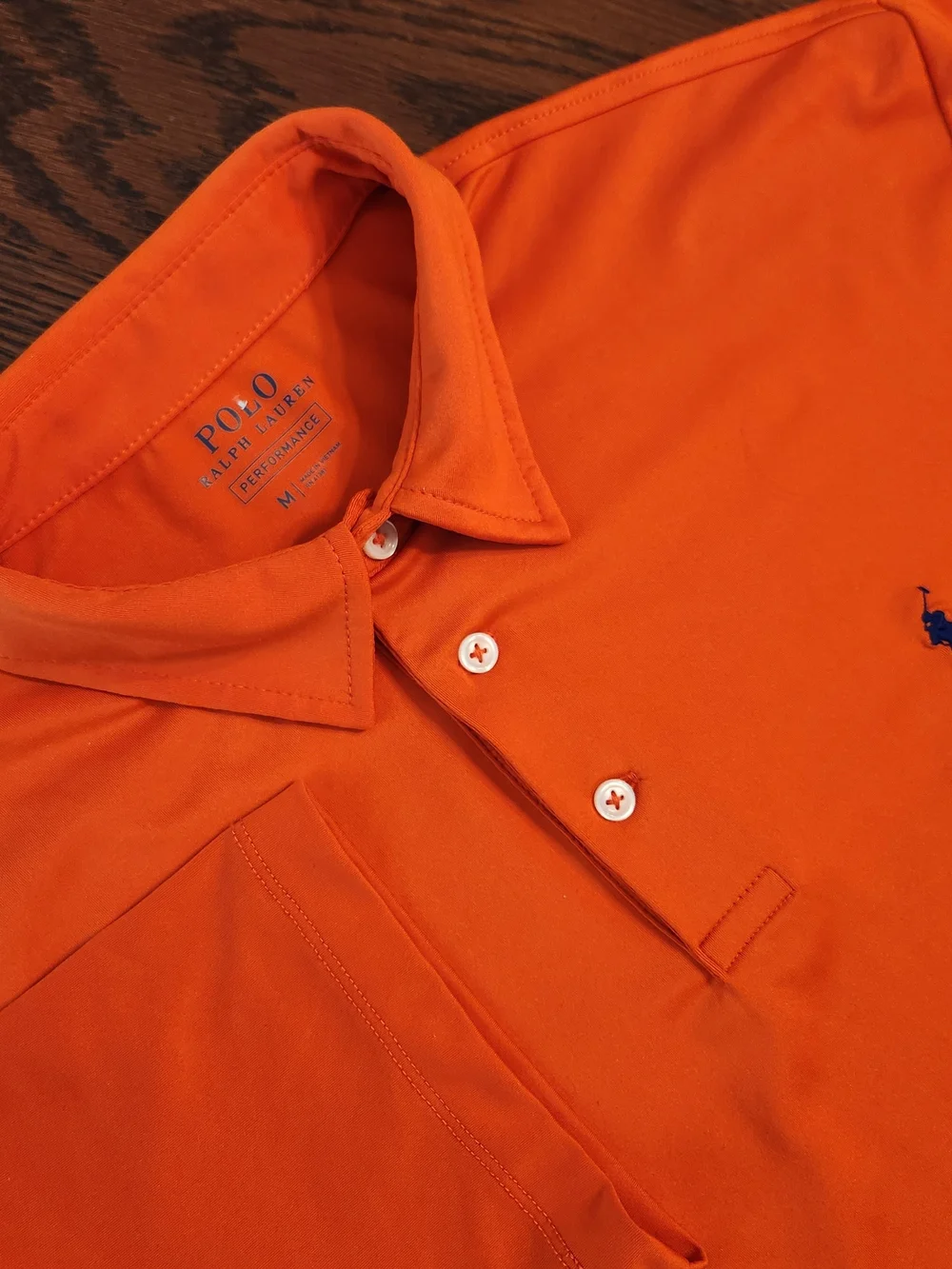 Polo Ralph Lauren Performance Short-Sleeve Shirt Men's Size Med Orange Blue Pony